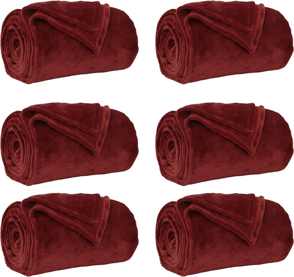 vidaXL Takarók 6 pcs Bordeaux piros 150 x 200 cm Gyapjú