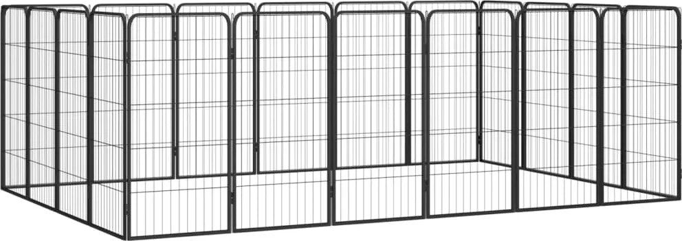 vidaXL 20-paneles fekete porszórt acél kutyakennel 50 x 100 cm