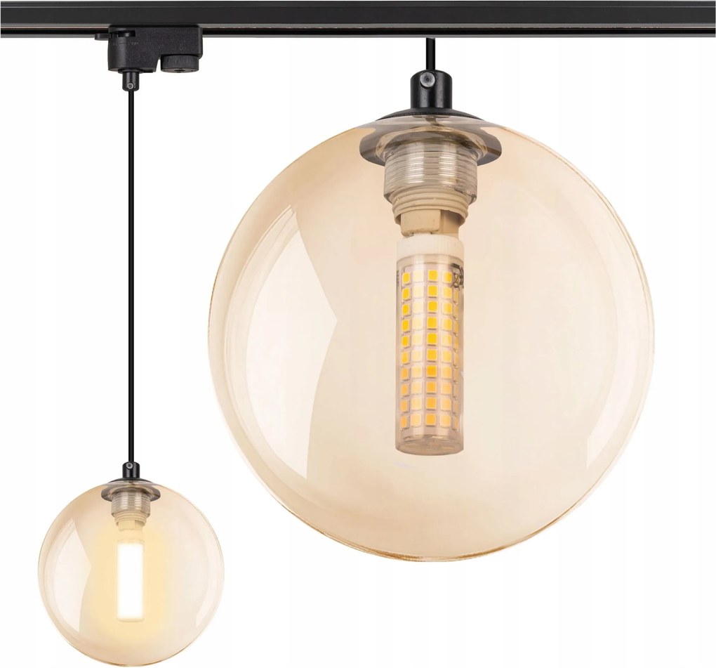 LED-es sínre szerelhető függőlámpa üveg Gömb lámpatest G9 izzóhoz sínre szerelhető