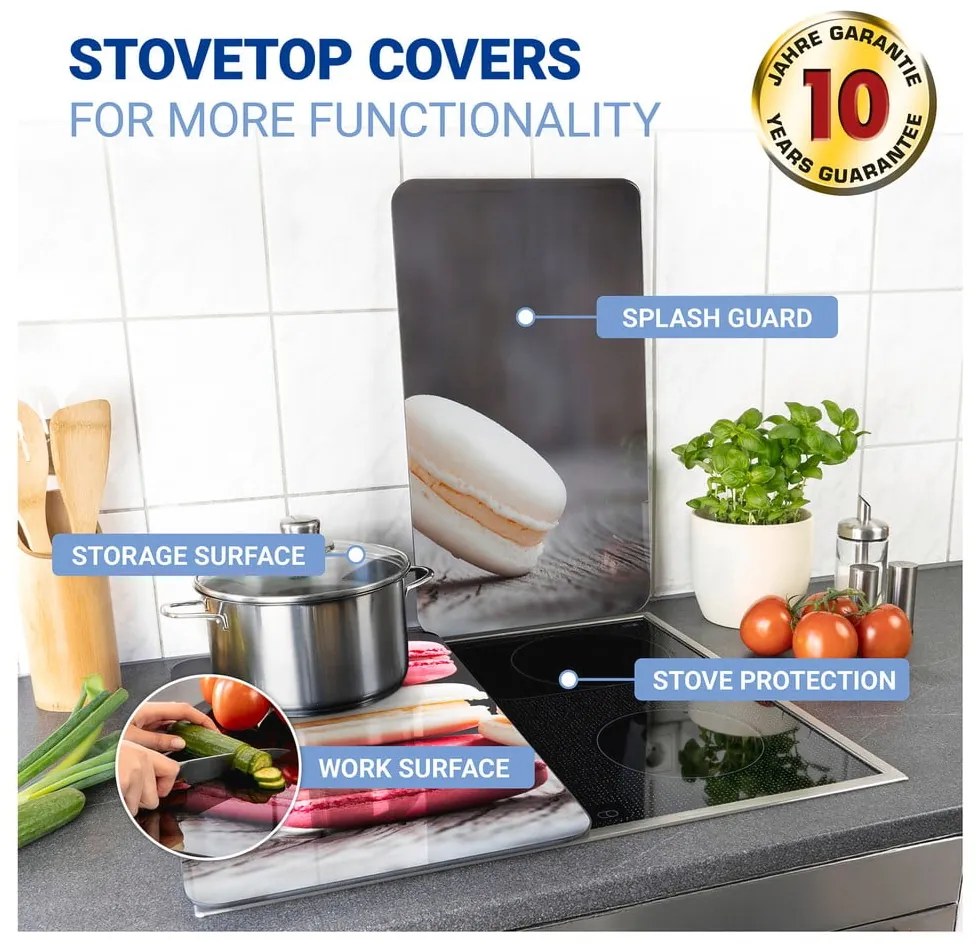 Edzett üveg tűzhely fedőlap szett 2 db-os 30x52 cm Macarons – Wenko