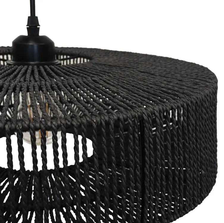 Függőlámpa jutából és fémből 60W fekete