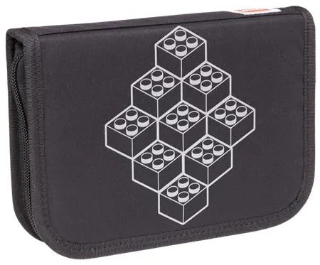 Tolltartó, klapnis, cipzáras, töltött, LEGO Bricks, fekete-mintás (L200852511)