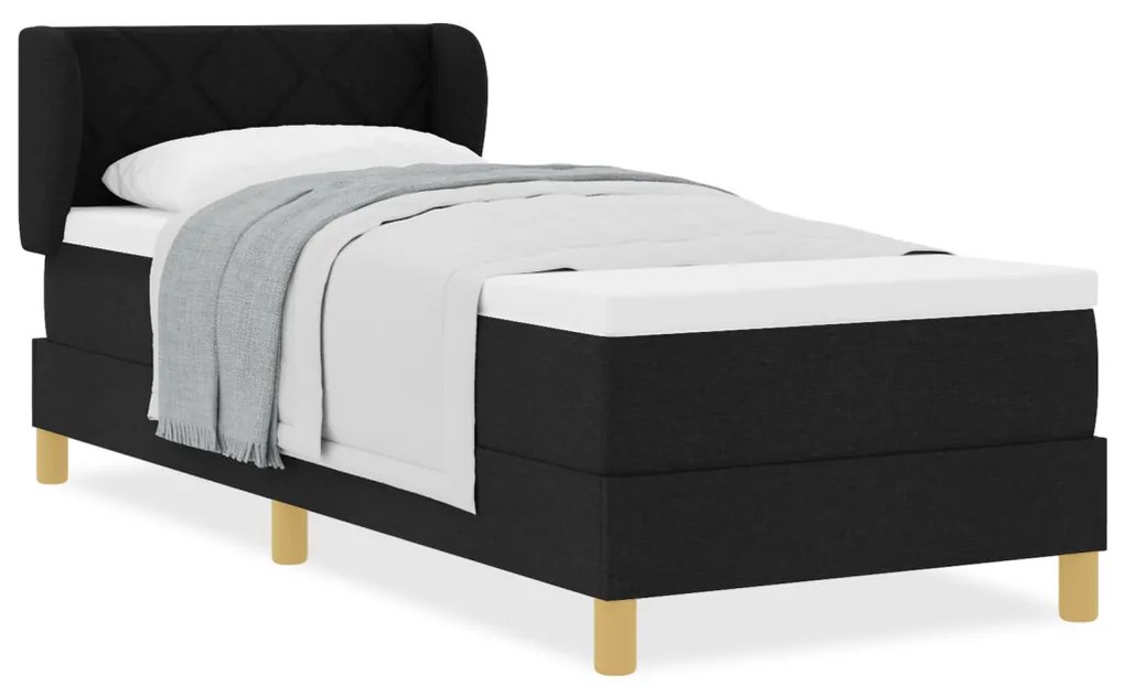 Boxspring Ágy Mattal Fekete 80x200 cm Textil