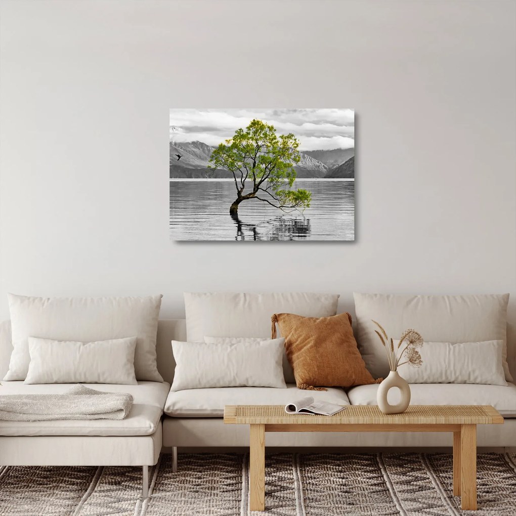 Fa képe a tó közepén (üvegen) (70x50 cm)