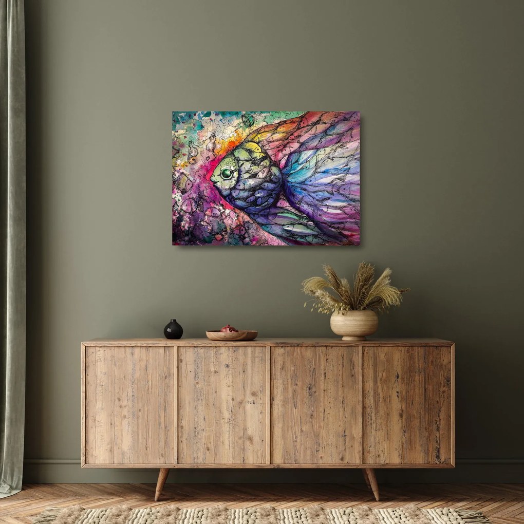 Kép - színes hal (üvegen) (70x50 cm)