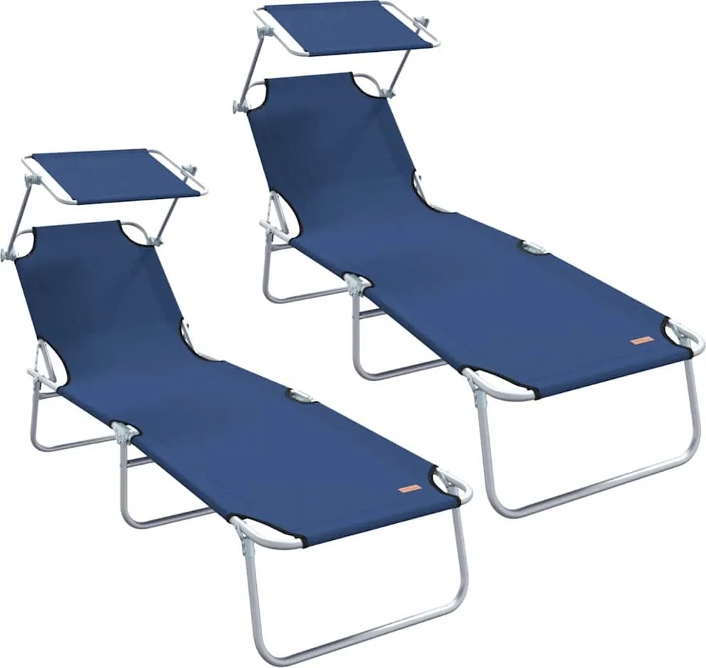 vidaXL Napozó 2 pcs Kék 58 x 188 x 77cm Poliészter