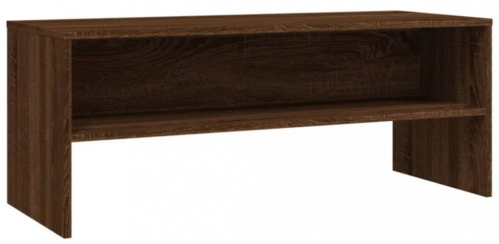 barna tölgyszínű szerelt fa TV-szekrény 100 x 40 x 40 cm