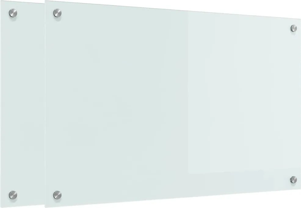 vidaXL Konyhai splashback 2 pcs Fehér 80 x 50 cm edzett üveg