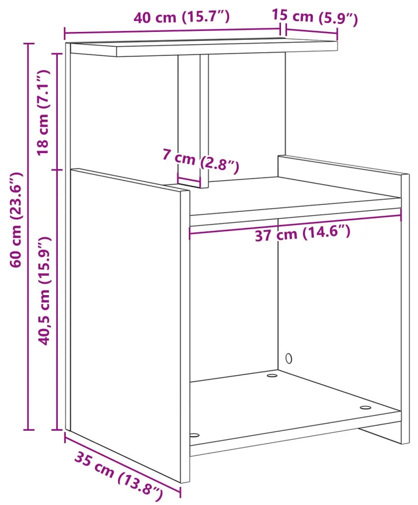 Éjjeliszekrény 2 pcs Musta tammi 40 x 35 x 60 cm Faanyag
