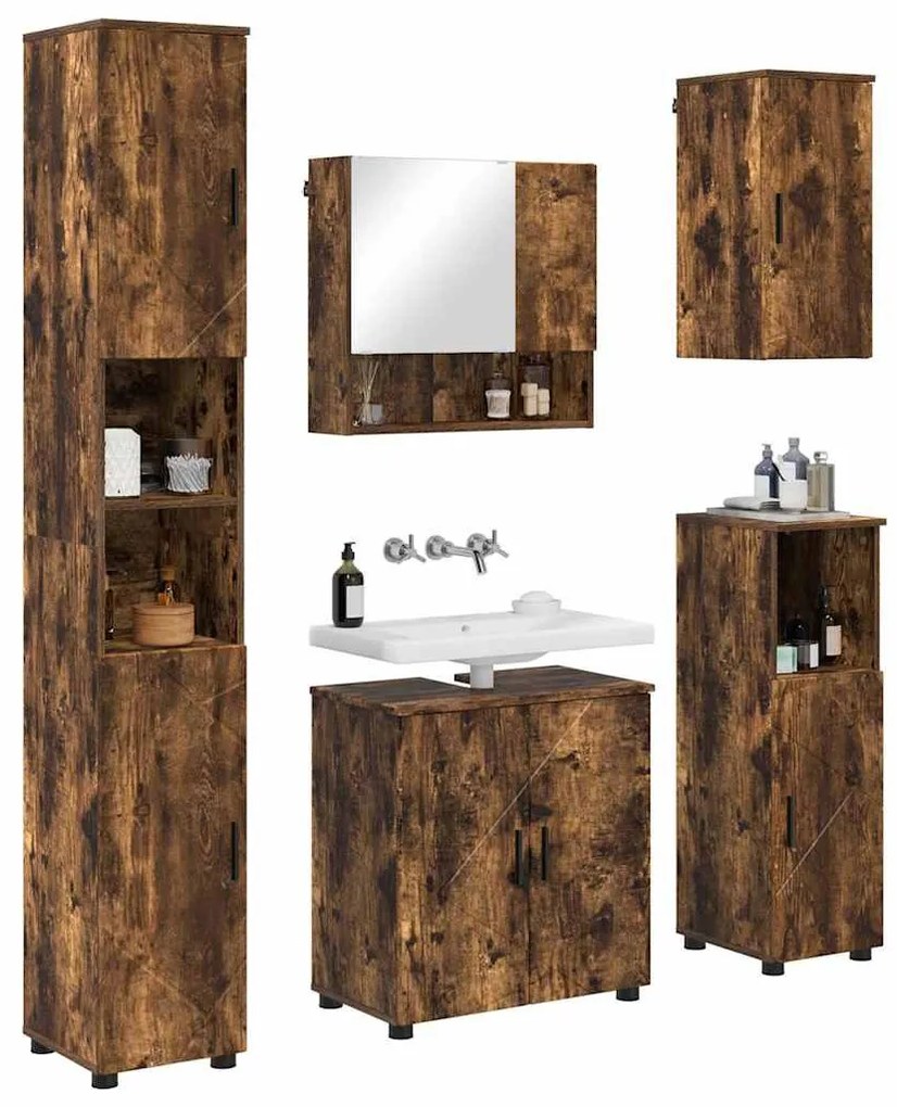 Fürdőszoba bútor szett 5 pcs Füstölt tölgy 61 x 35 x 64 cm