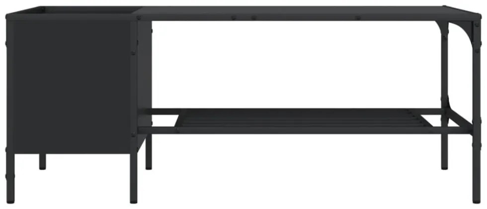 fekete szerelt fa dohányzóasztal állvánnyal 100 x 51 x 40 cm