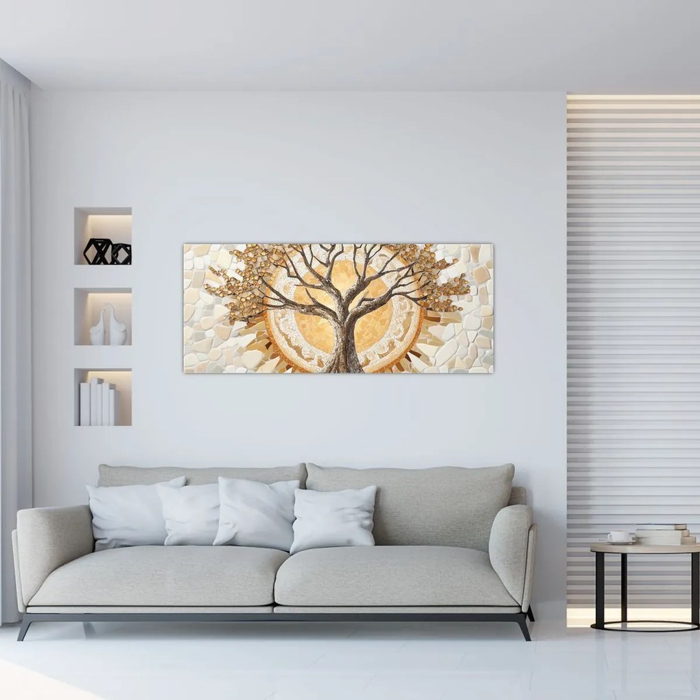 Kép – Arany életfa mozaikban (120x50 cm)