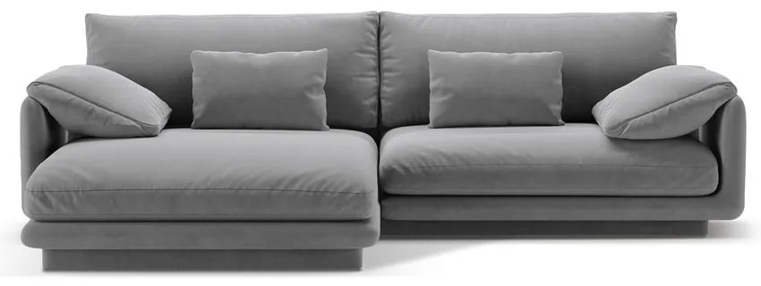 Világosszürke bársony sarokkanapé (bal oldali-heverő résszel) Torino – Micadoni