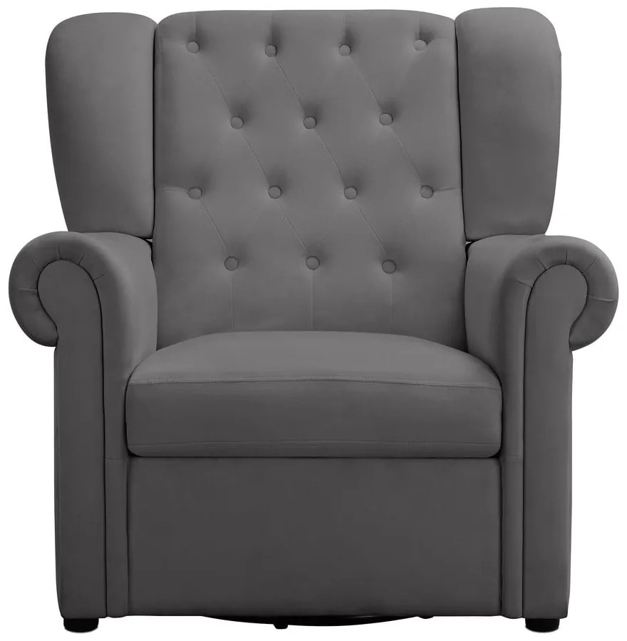 Szürke bársony chesterfield-hinta fotel Lillyse – Støraa