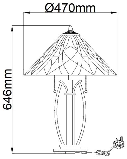 Elstead QZ-VICTORY-TL - Tiffany VICTORY asztali lámpa 2xE27/60W/230V