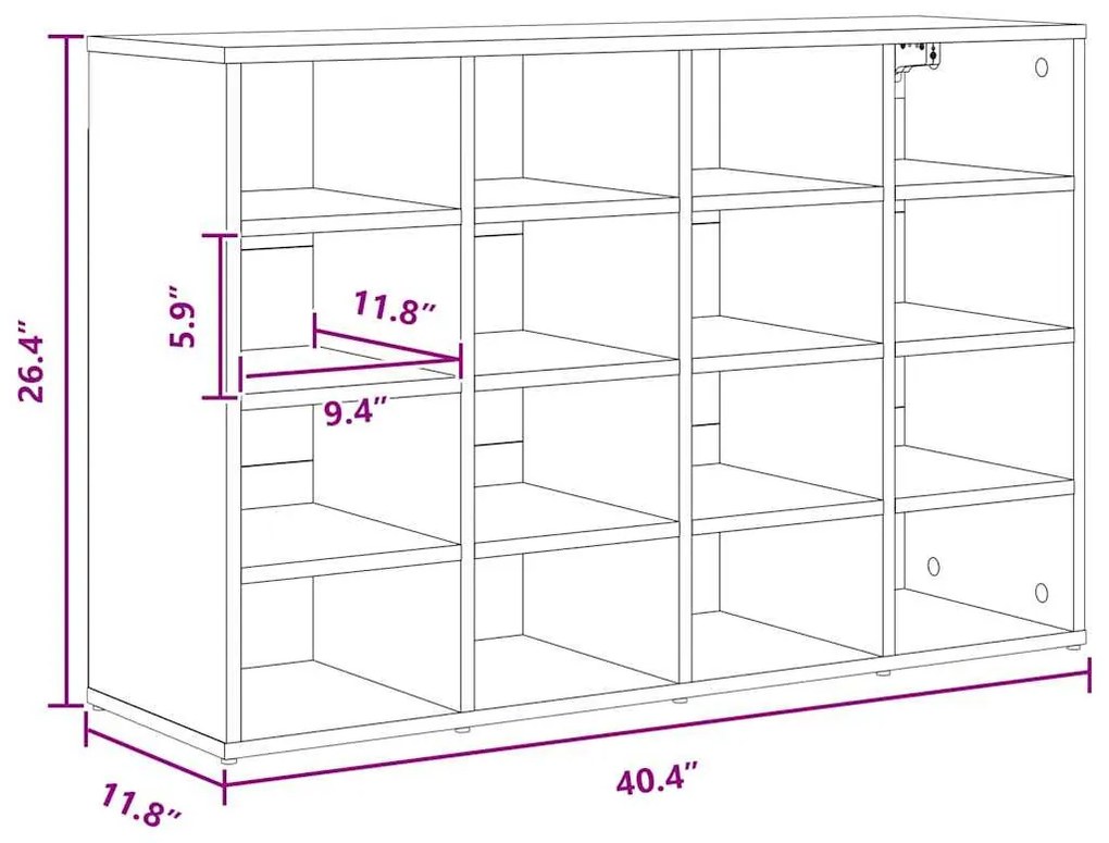 Cipősszekrény polcokkal Beton szürke 103 x 30 x 67 cm Faanyag
