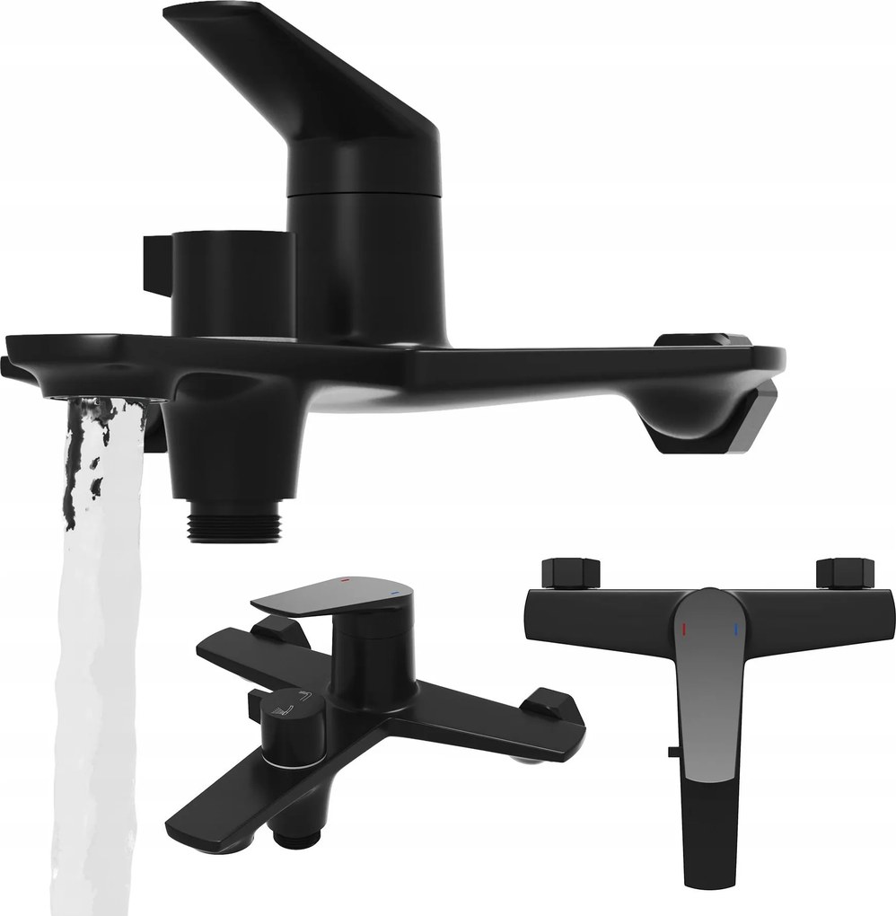 Kád-zuhany Csaptelep Fekete Fürdőszobai Csaptelep Sárgaréz Nave