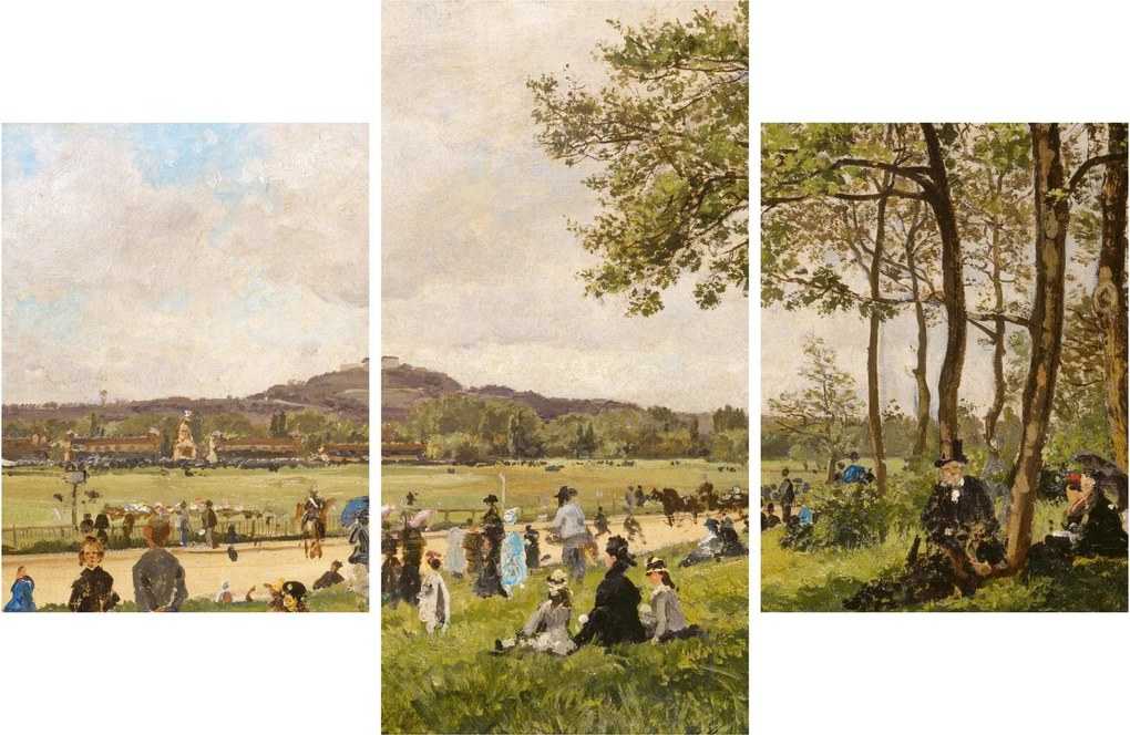 Kép - French 19th Century, Race Course at Longchamps, reprodukciók (90x60 cm)