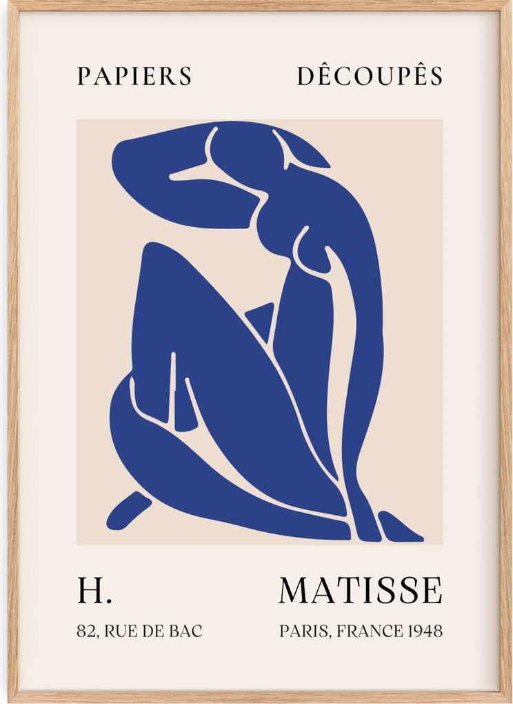 Poszter 30x40 Henri Matisse Papiers Découpés Paris 1948 Akt Kék Nő