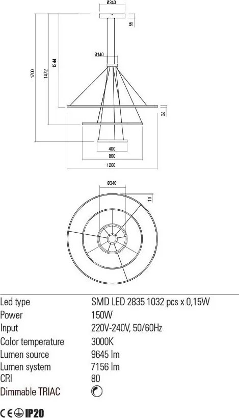 REDO 01-2242-TRIAC ORBIT Modern Led Függesztett Lámpa LED IP20