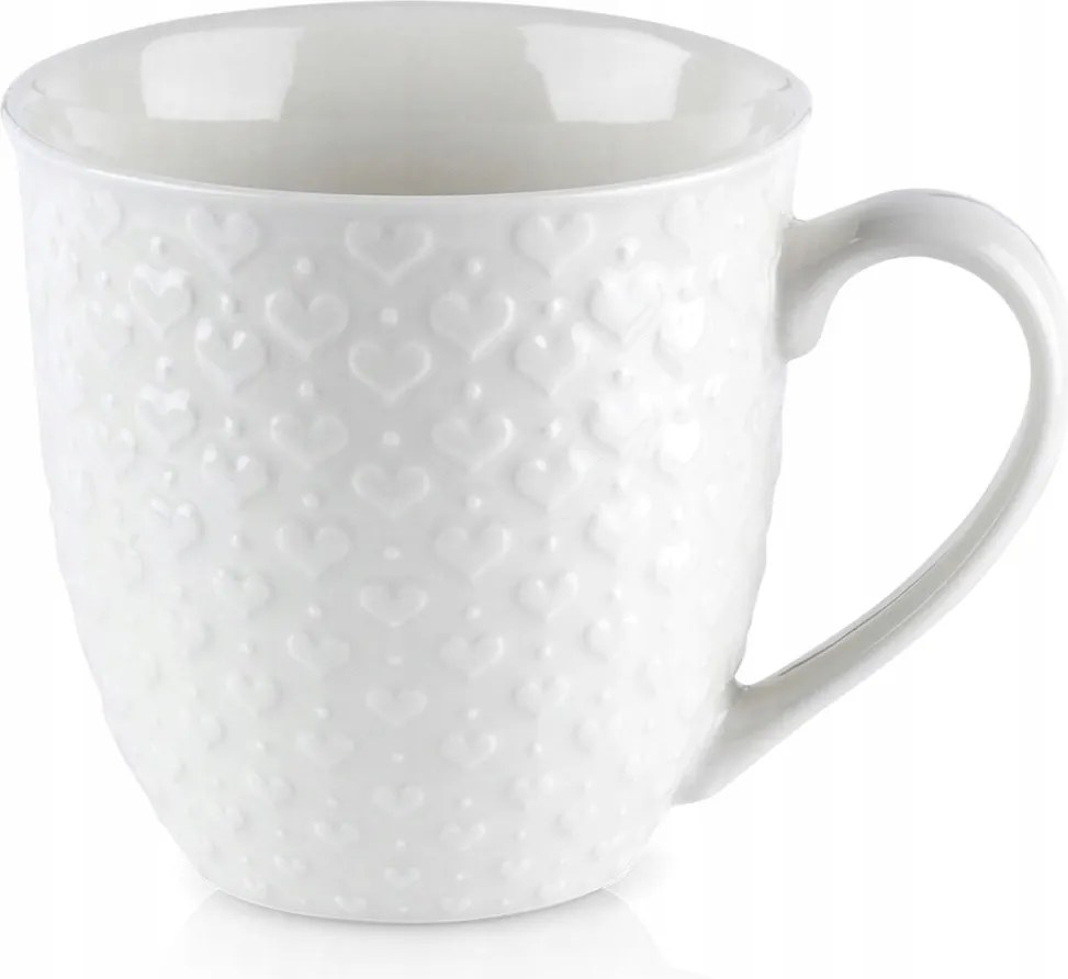 Nagy Kerámia Bögre Fehér Szív Kávé Tea Ajándék 580 ML