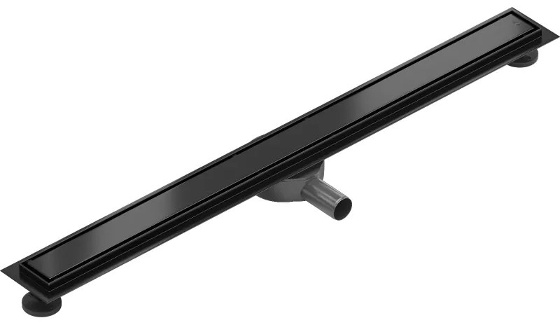 Mexen Flat 360°, rozsdamentes acél zuhanyfolyó, M13 modell 2 az 1-ben csempék lerakásához 80 cm, fekete matt, 1710080-40