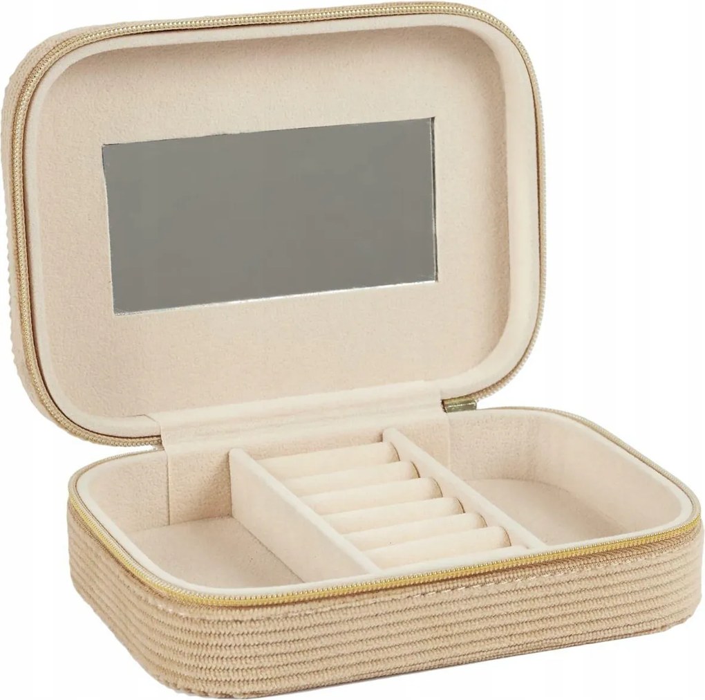 Velour kordbársony ékszerdoboz, Bézs