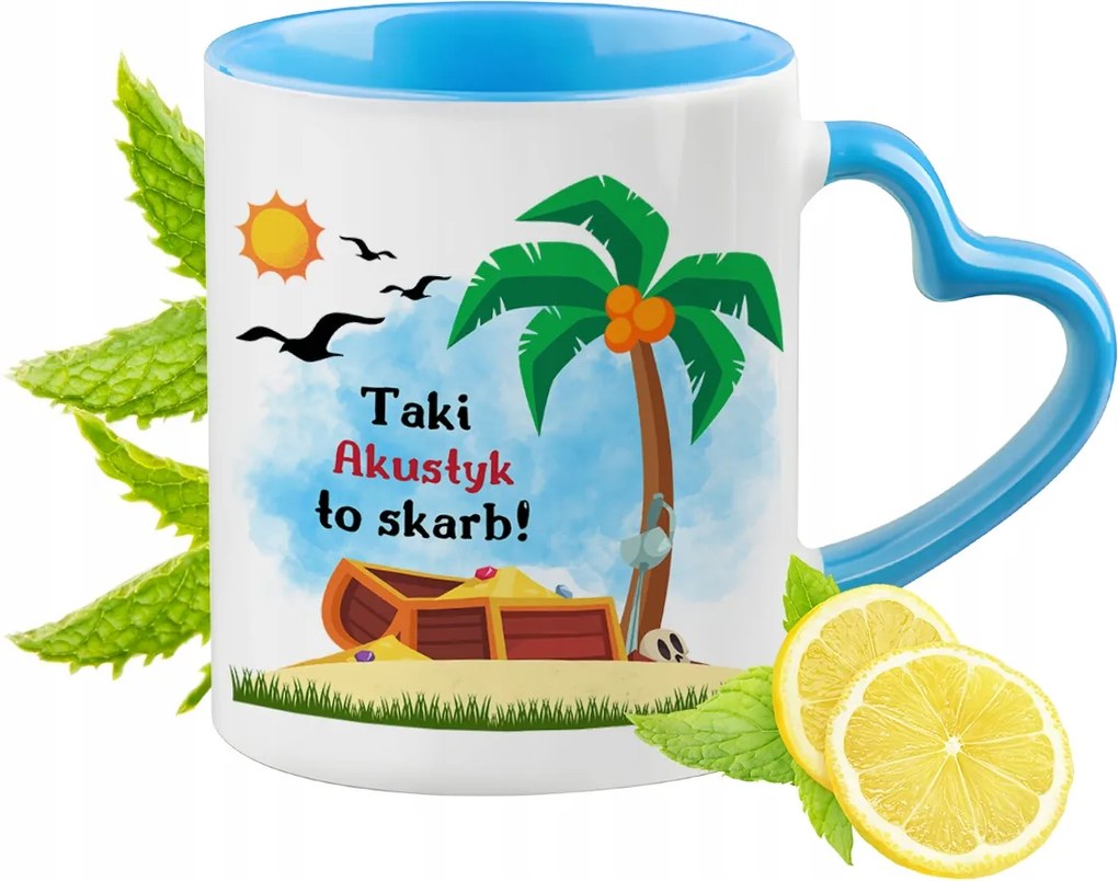 Akusztika Bögre Kék Szív Alakú Füllel Ajándék