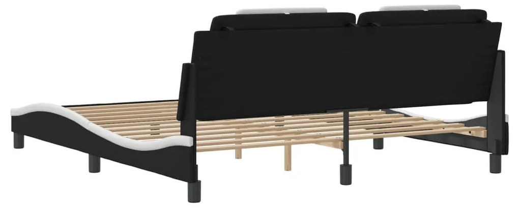 fekete és fehér ágykeret Viana LED-ekkel matrac nélkül 180 x 200 cm