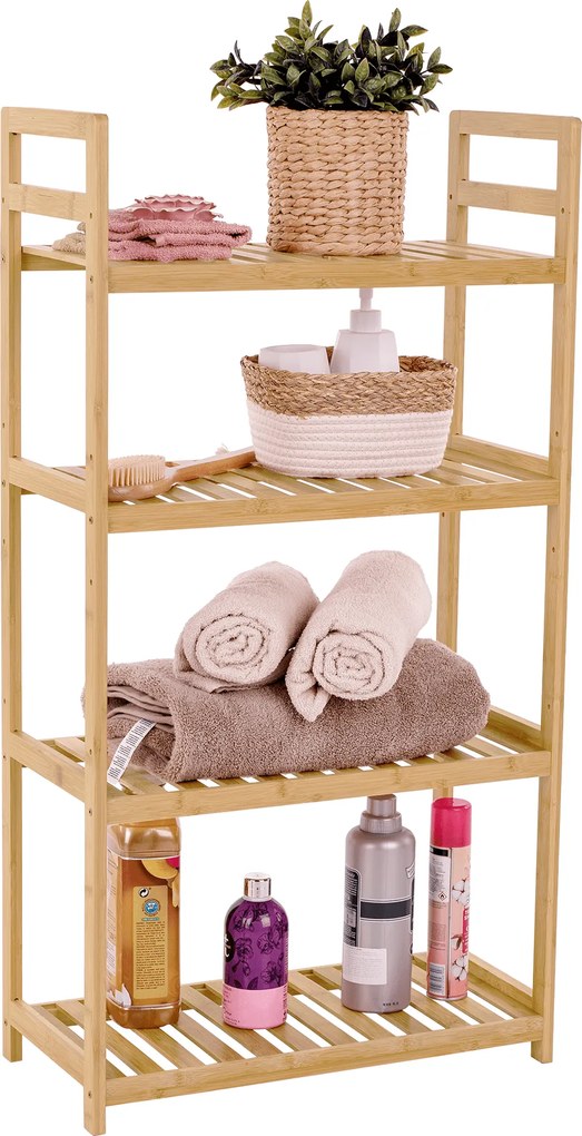 4 polcos polcállvány, természetes bambusz, FIORE TYP 2