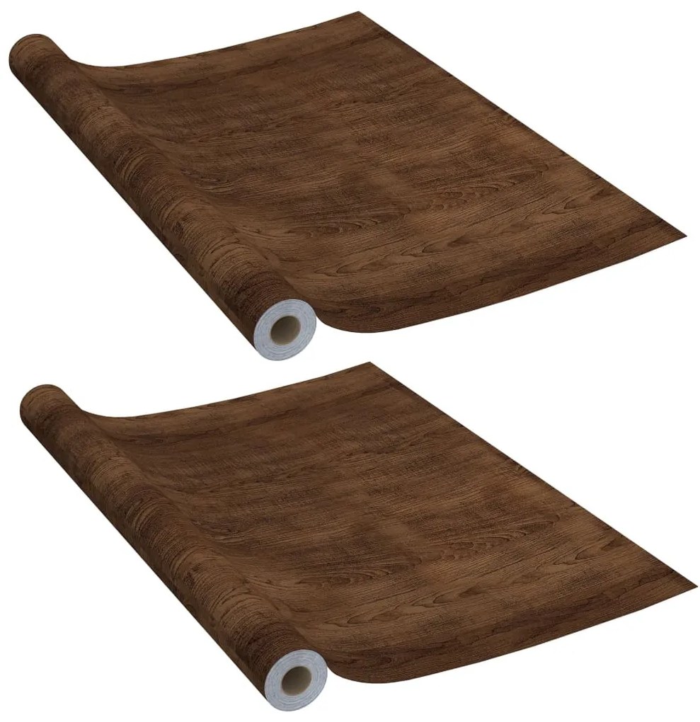 2 db sötét tölgyszínű öntapadó PVC ajtófólia 210 x 90 cm
