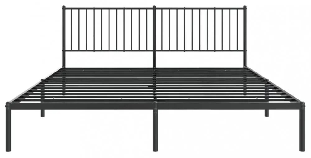 fekete fém ágykeret fejtámlával 180 x 200 cm