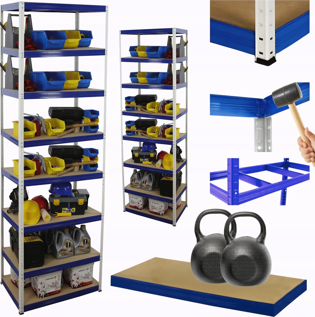 Tárolószekrény fém állvány Helios 270x75x35cm 8Px275kg Tömör Magas