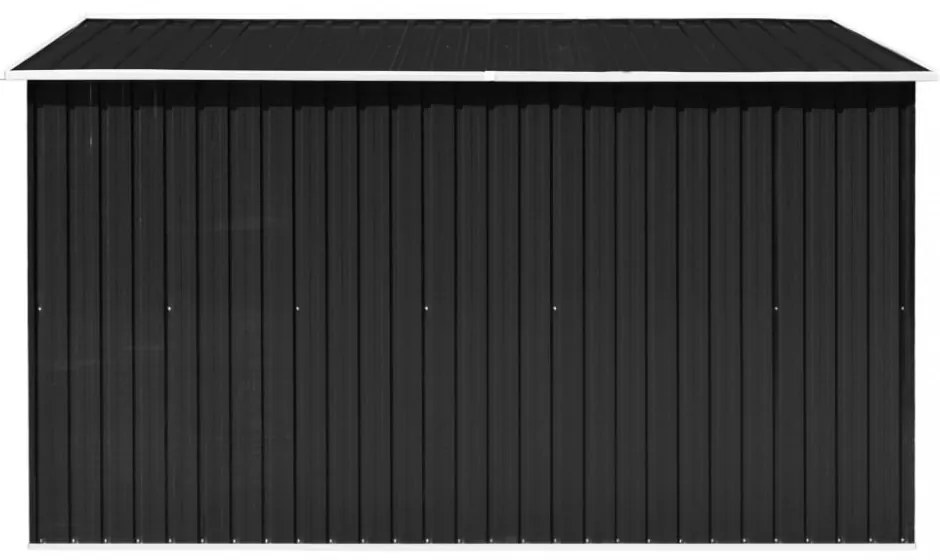 antracitszürke fém kerti fészer 257 x 298 x 178 cm