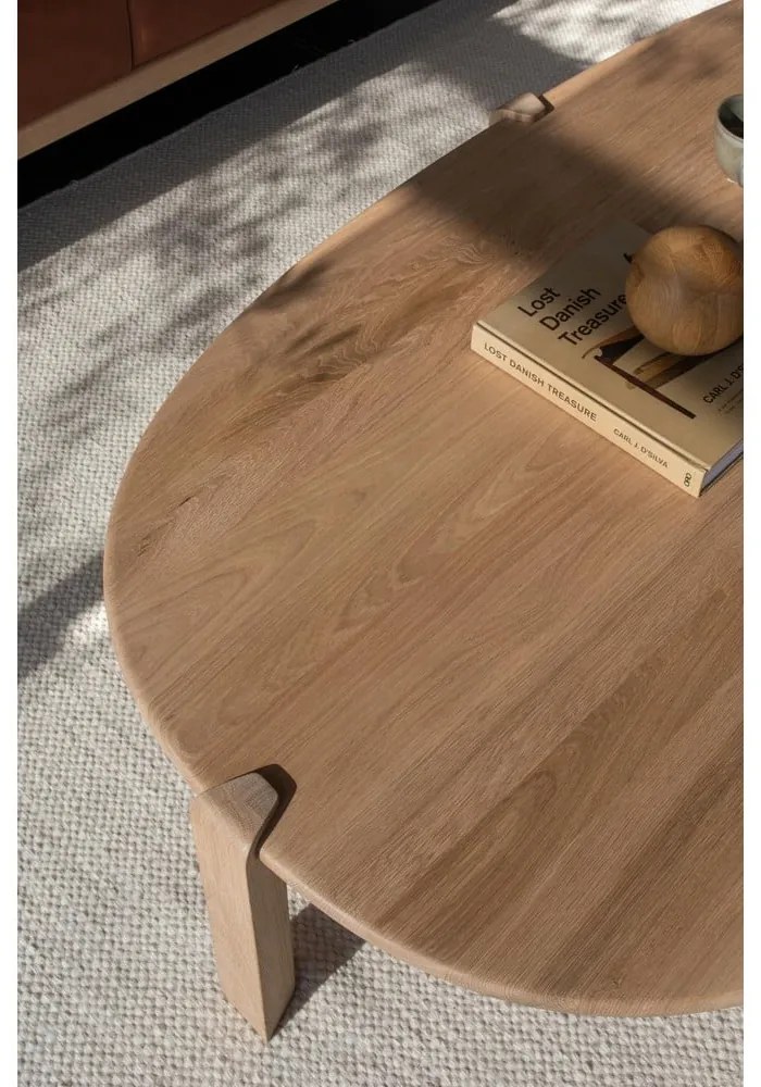 Natúr színű tölgyfa dohányzóasztal 80x150 cm Kulin – Gazzda