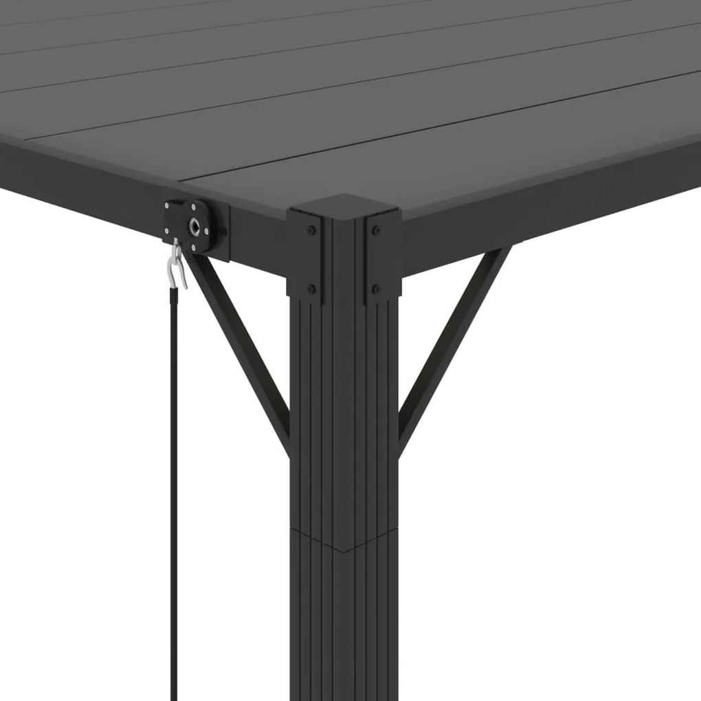 szürke szövet és alumínium pavilon lamellás tetővel 3 x 4 m