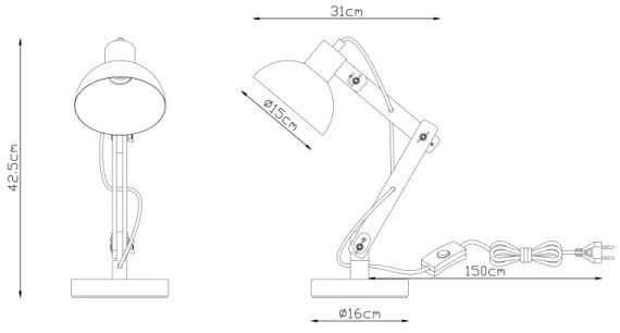 Globo 21503 - Asztali lámpa TONGARIRO 1xE27/40W/230V
