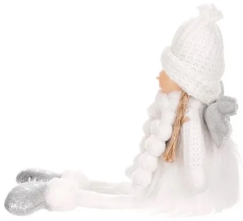 Karácsonyi dekoráció Angyal szívvel, magasság 41cm, fehér