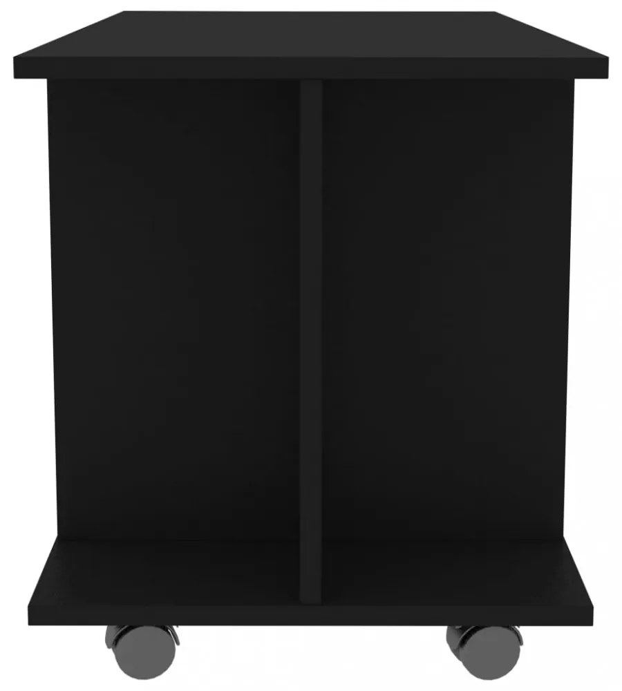 fekete szerelt fa TV-szekrény görgőkkel 80 x 40 x 45 cm