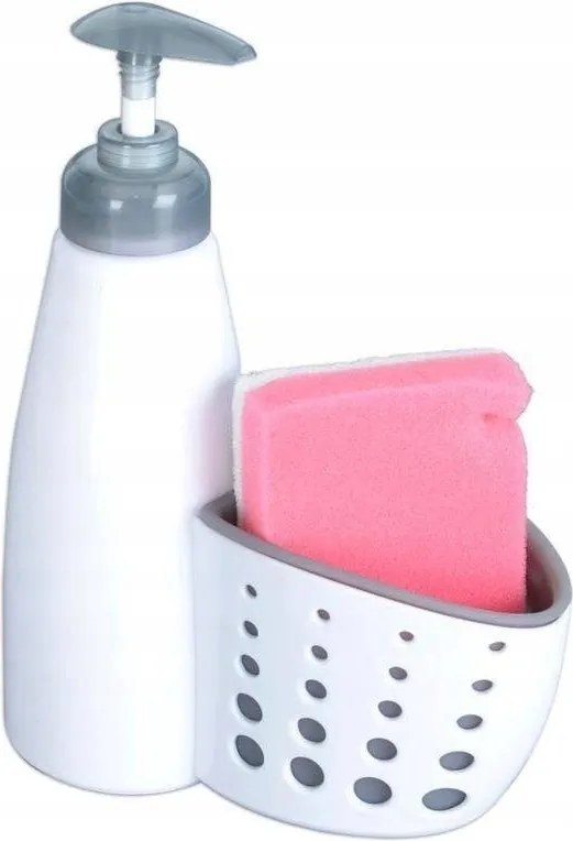 Folyékony Mosogatószer Adagoló Szivacstartóval Fehér Szappanadagoló 0.3L
