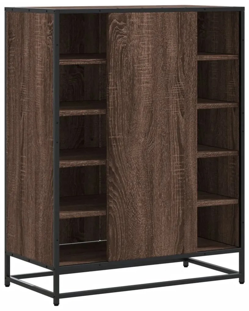barna tölgy színű szerelt fa és fém cipőszekrény 75x38x97,5 cm