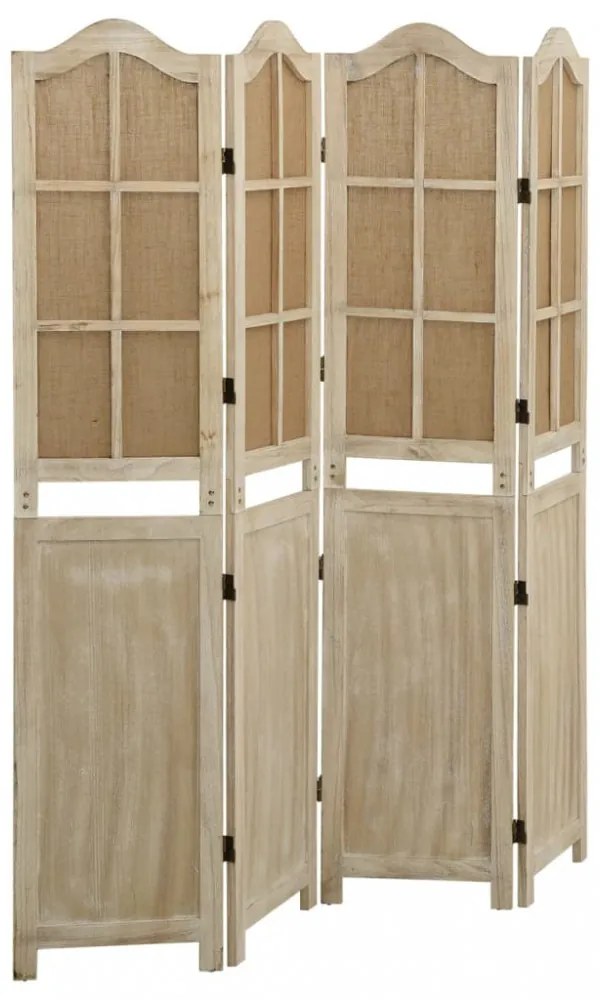 4 paneles barna szövet paraván 140 x 165 cm