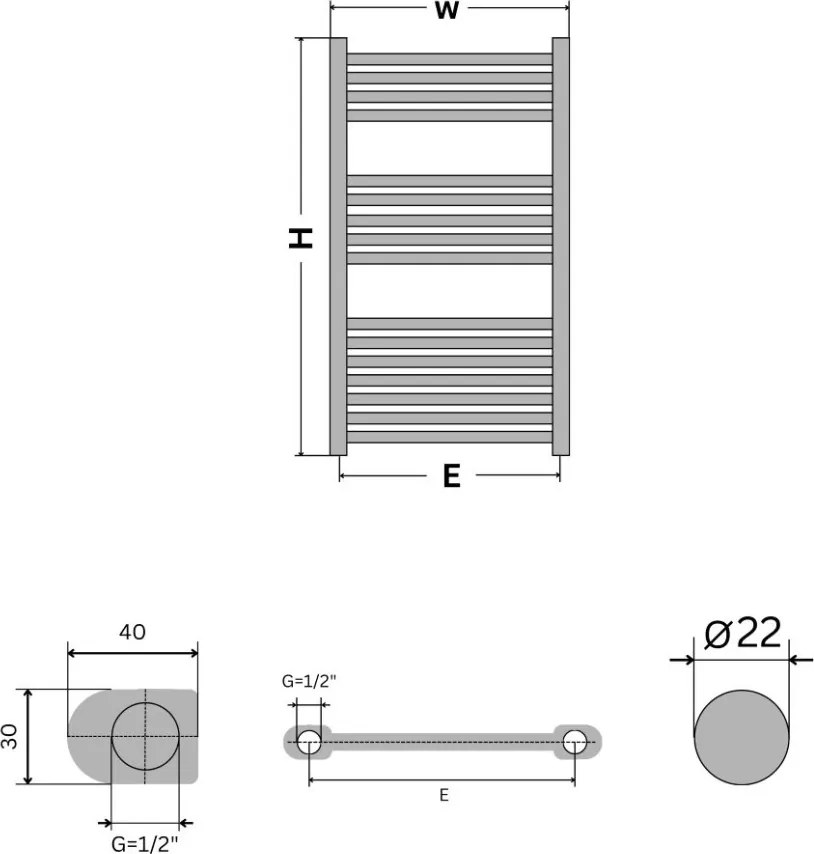 Viva Platinum Therm törölközőszárító radiátor - ÍVES - fehér - 600 x 1000 mm