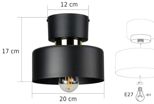 Mennyezeti lámpa IGNIA 1xE27/60W/230V fekete/arany