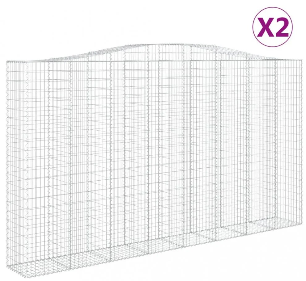 2 db íves horganyzott vas gabion kosár 400x50x220/240 cm