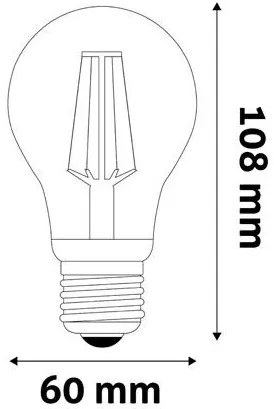 LED izzó, filament, E27, gömb, A60, 8,5W, 1055lm, 2700K, AVIDE (AVLED005)