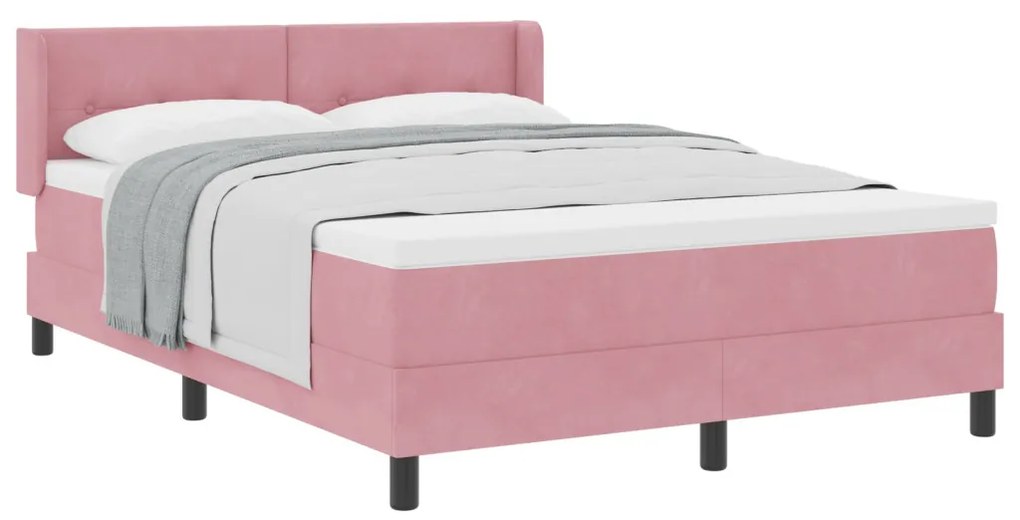 Boxspring Ágy Matraccal Rózsaszín 140x190 cm Bársonyos