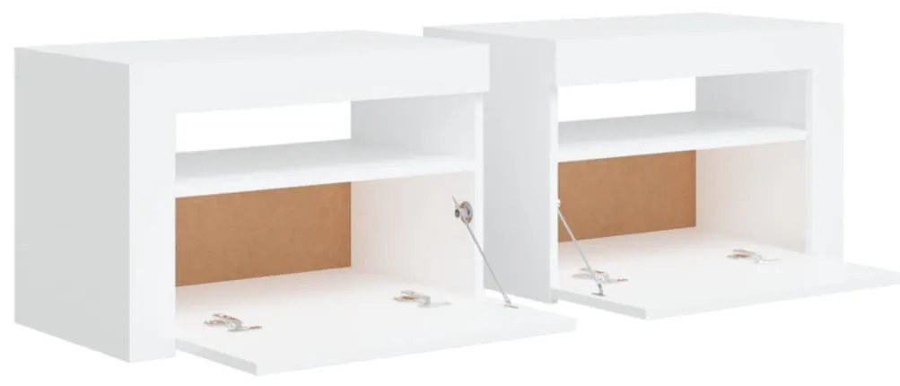 2 db fehér éjjeliszekrény LED-del 60 x 35 x 40 cm