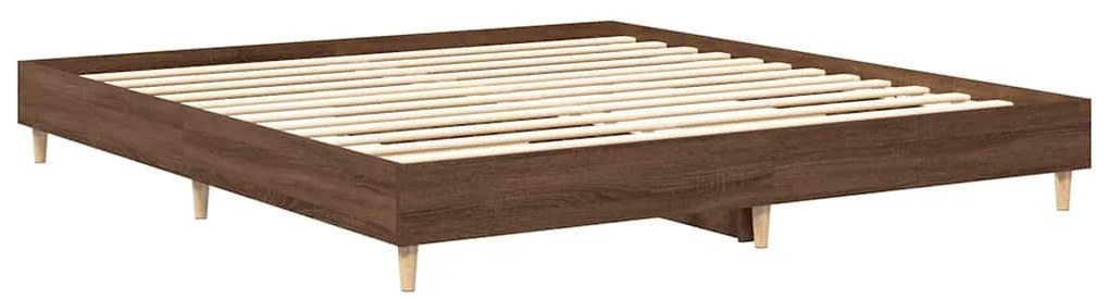 barna tölgyszínű szerelt fa ágykeret matrac nélkül 200 x 200 cm