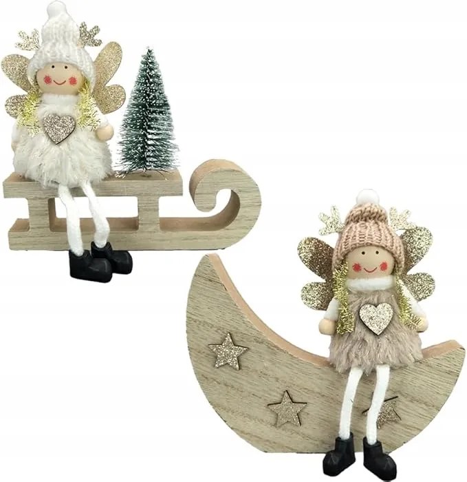 2 x Fa karácsonyi angyalka, Karácsonyi díszek